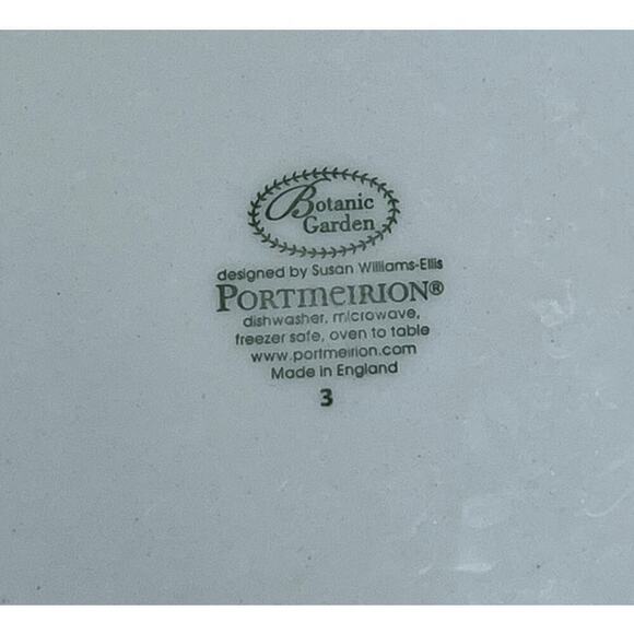 PORTMEIRION Botanic Garden Fuschia Magellanica 8.5" Rim Soup Bowl Leaves Edge - Picture 8 of 10